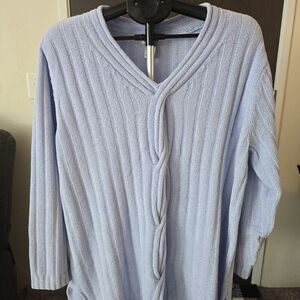 Classic Elements Soft Blue Knit Plus Size Sweater